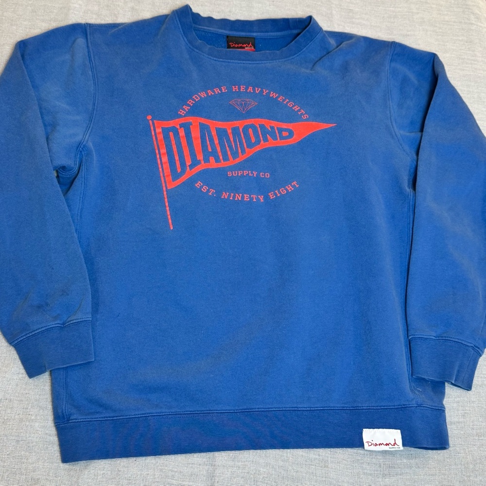 Diamond Supply Co. Crewneck Sweatshirt with Red Pennant Logo Sz. L Skater